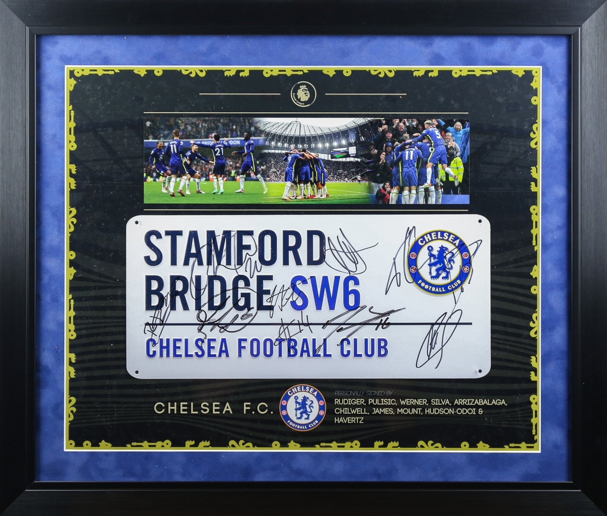 Multi Signed Chelsea Roadsign Framed Display - Memorabilia Framers Shop